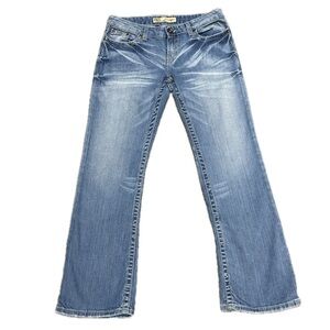 👖💎 BUCKLE BKE Kate Stretch Boot Jeans | Women’s 29 | Light Wash Y2K Embroidery
